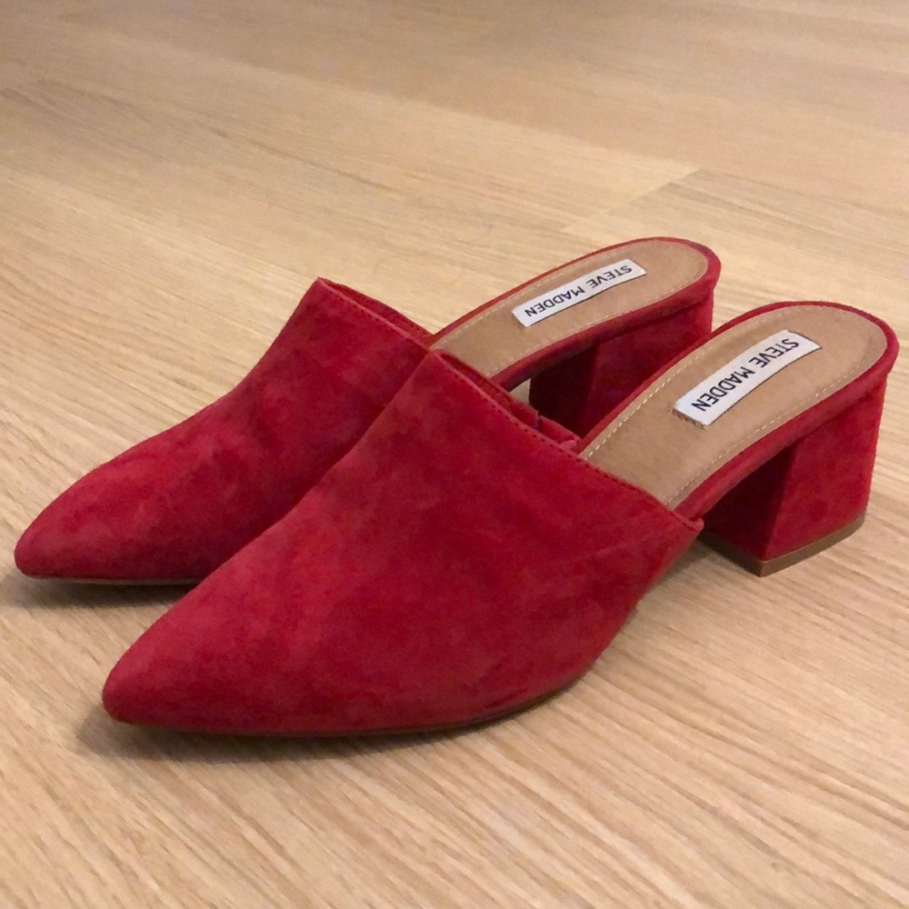 Red Steve Madden Mules - size 8.5M